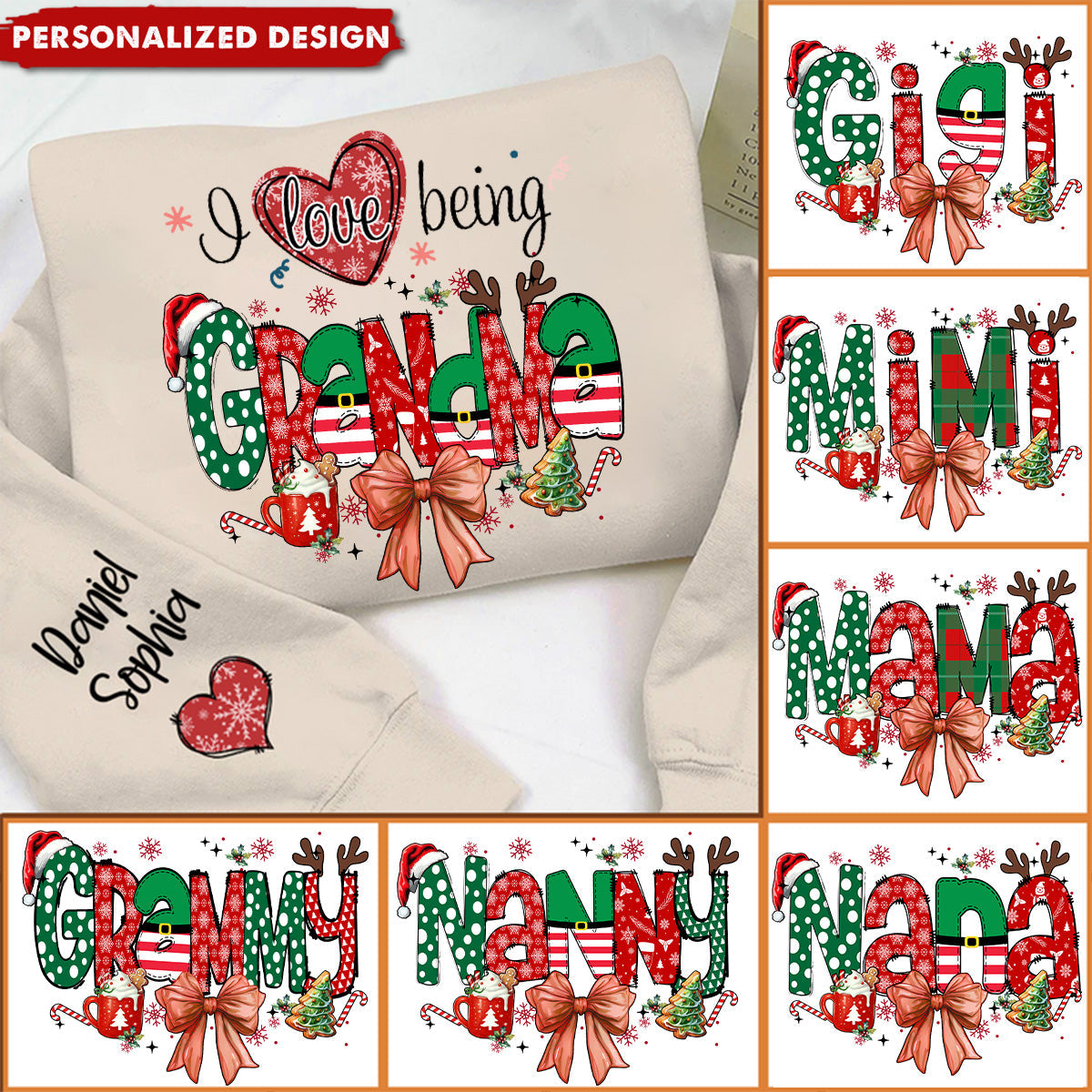 2024 New Release Personalized Christmas I Love Being Grandma Sweatshirt