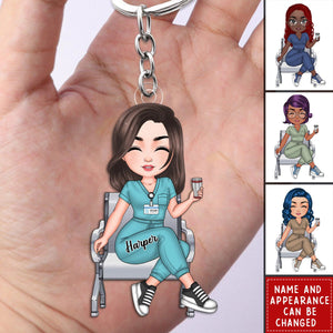 Nurse Sitting Keychain - Personalized Acrylic Keychain - Gift For Nurse