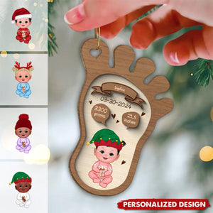 2024 New Release Footprint Baby Birth Christmas-Personalized Wooden Ornament