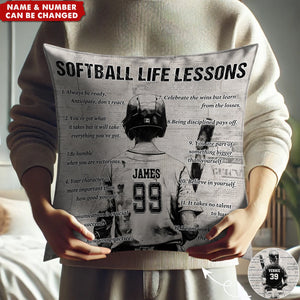 Gift For Softball Lovers-Personalized Softball Life Lessons Pillow