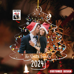 Custom Family Photo On Christmas Tree Lights - Personalized Acrylic Family Photo Ornament - 2024 New Release