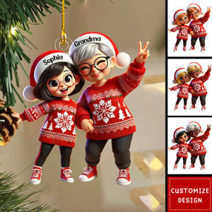 Happy Christmas Grandma Grandkids Personalized Acrylic Ornament