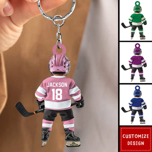 Personalized Hockey Kid Christmas Keychain Gifts For Hockey Lover