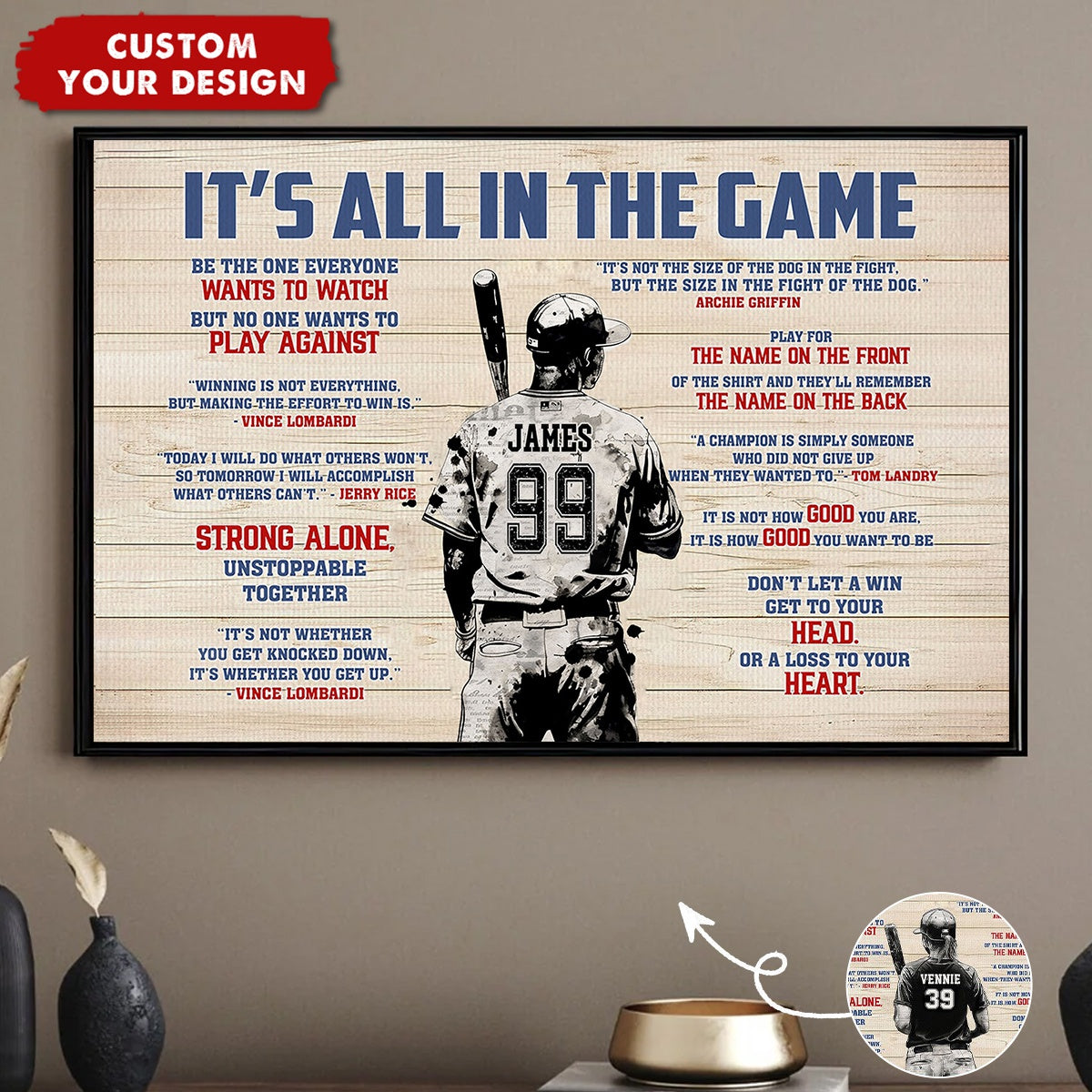 It's All In The Game - Personalized Boy Girl Baseball Poster - Gift For Baseball Lovers