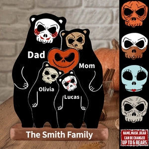 Personalized Halloween Wooden Bear Family Puzzle - Horror Movie Gift