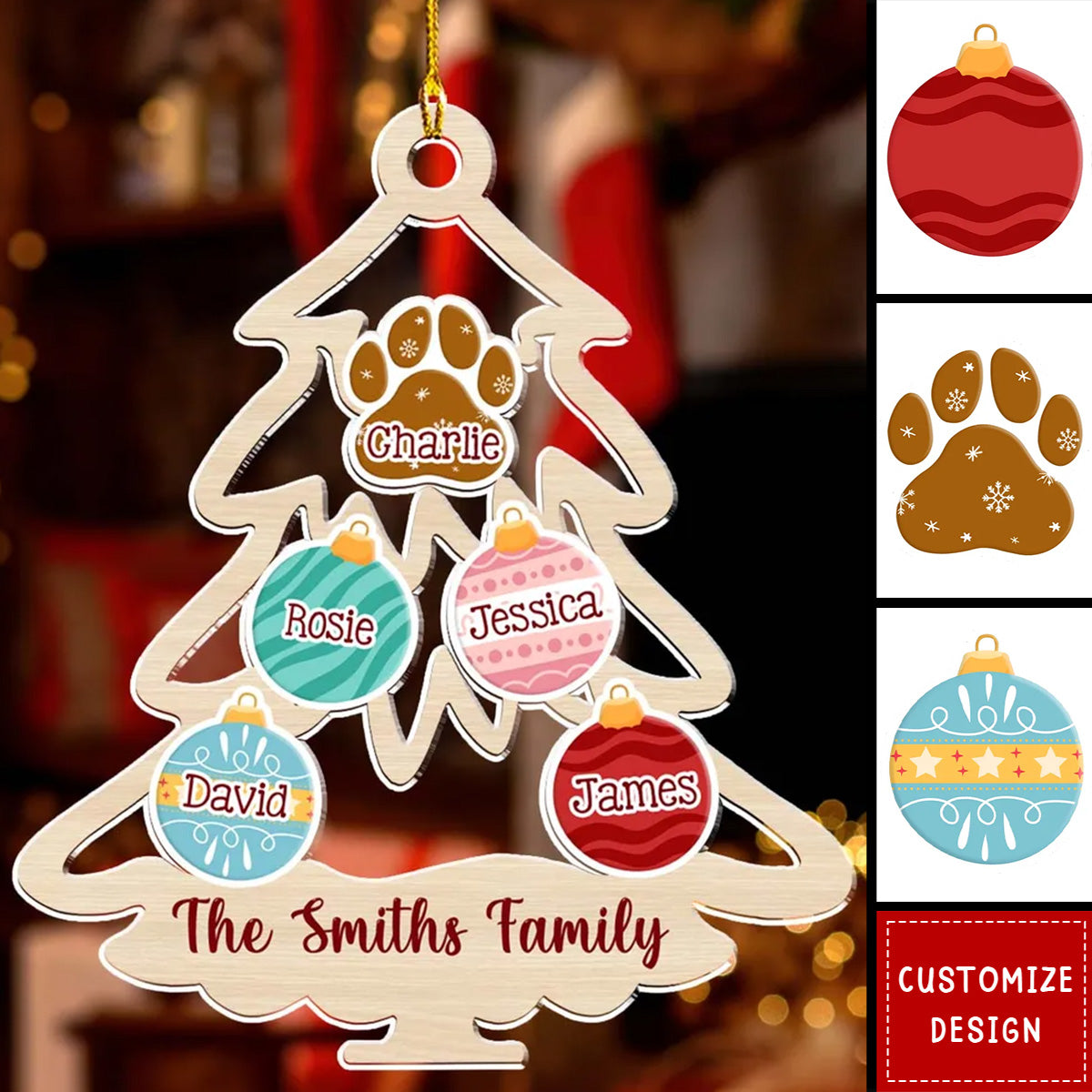 Family Tree Merry Christmas - Personalized Custom Acrylic Ornament-2024 New Release