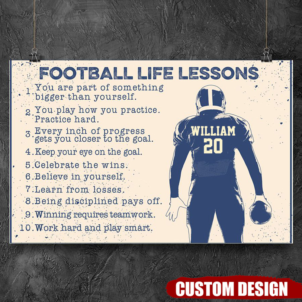 FOOTBALL LIFE LESSONS - CUSTOM NAME Horizontal Poster - facamart