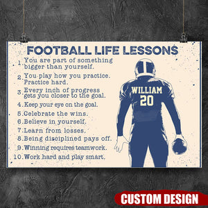 FOOTBALL LIFE LESSONS - CUSTOM NAME Horizontal Poster