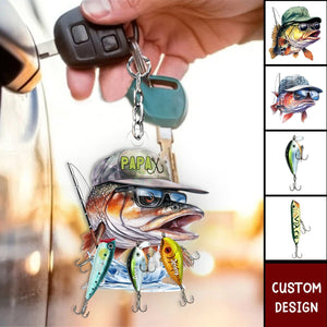 Grandpa/Dad Fishing With Kids - Personalized Acrylic Keychain