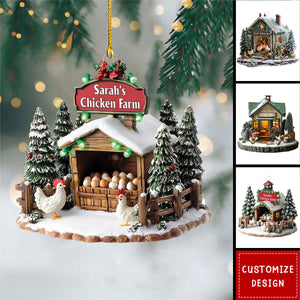 Personalized Chicken Farm Christmas Ornament - Gifts For Farmer,Chicken Lover