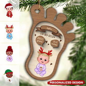 2024 New Release Footprint Baby Birth Christmas-Personalized Wooden Ornament