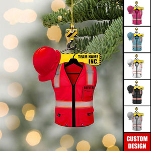 Personalized Construction Worker Acrylic Christmas Ornament - 2024 New Release