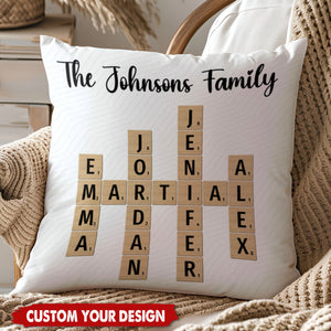 Personalized Family Crossword Puzzle Art Pillow