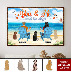 You And Me And The Dogs Peace Beach View - Gift For Pet Lovers - Personalized Poster