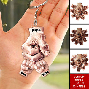 Happy Father‘s Day-Daddy/Grandpa Fist bump With Kids Personalized Acrylic Keychain