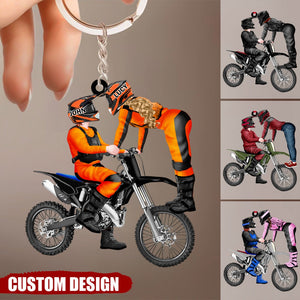 Motocross Couple, Personalized Acrylic Keychain