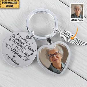 I Have A Guardian Angel In Heaven Memorial Gift-Personalized Photo Keychain