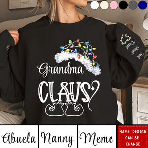 2024 New Release Nana Claus Christmas Light Hat with Grandkid Personalized Sweatshirt