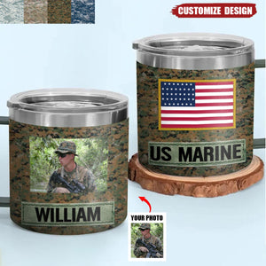 Personalized USA Veteran Stainless Steel Tumbler With Handle