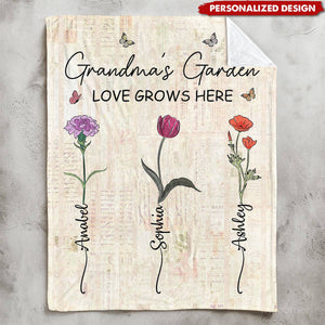 Grandma Garden Blanket-Personalized Blanket-Gift For Grandma