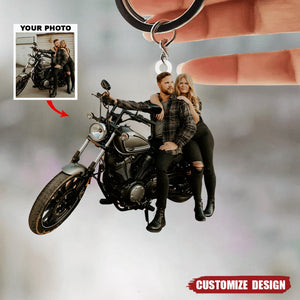 Personalized Biker/Motocross Racer/Couple Upload Photo Acrylic Keychain