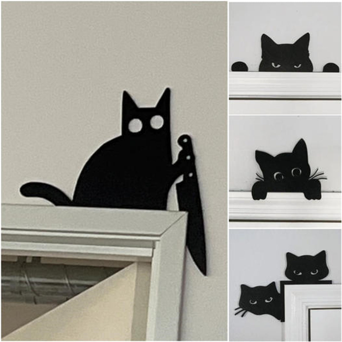 Metal Adorable Cat Door Topper - Gift For Cat Lover