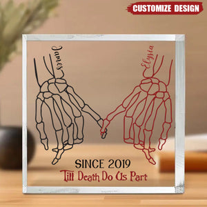 Personalized Skull Couple Square Acrylic Plaque - Gift Idea For Couple