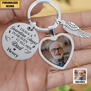 I Have A Guardian Angel In Heaven Memorial Gift-Personalized Photo Keychain