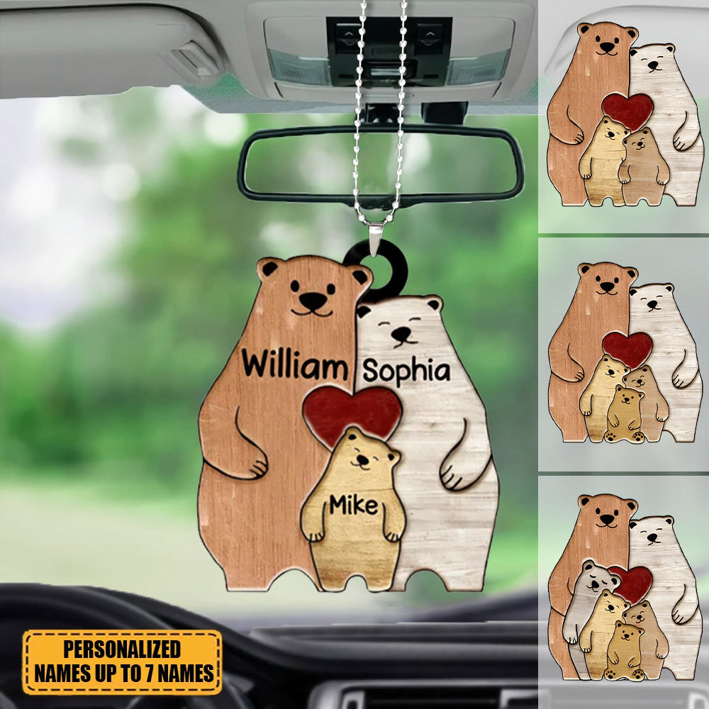 Family Bears Personalized Acrylic Car Ornament - Gift For Family Member