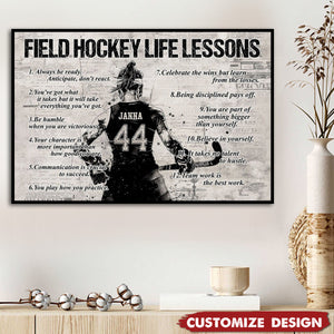 Personalized Field Hockey Life Lessons Poster-Gift For Field Hockey Lovers