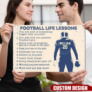 FOOTBALL LIFE LESSONS - CUSTOM NAME Horizontal Poster