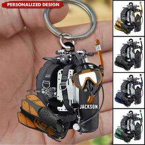 Personalized Scuba Diving Keychain-Gift For Scuba Diver - New Release