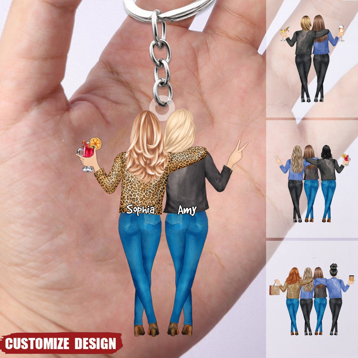 Personalized Mom/Daughter/Friends/Besties/Twins/Sisters Acrylic Keychain