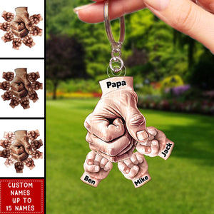 Happy Father‘s Day-Daddy/Grandpa Fist bump With Kids Personalized Acrylic Keychain