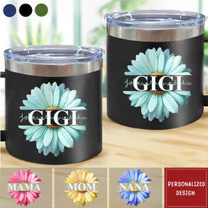 Mom Grandma Flower Daisy Color And Kids-Personalized 14oz Stainless Steel Tumbler With Handle-Gift For Grandma And Mom