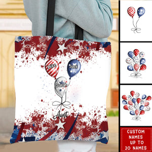 4th July Grandma Auntie Mom Little Balloon Kids American Flag Pattern Personalized Canvas Bag