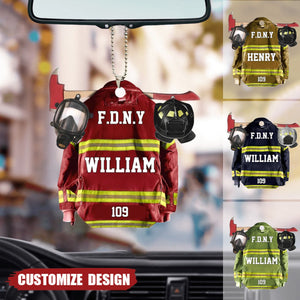 Personalized Acrylic Car Ornament - Gift For Firefighter