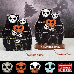 Personalized Halloween Wooden Bear Family Puzzle - Horror Movie Gift