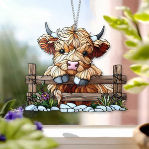 Acrylic Highland Cow Cute Window Hanging - Gift For Highland Cow Lover