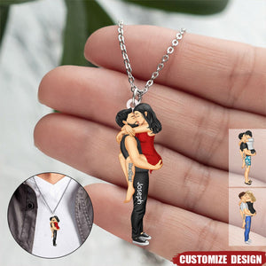 Personalized Couple Kiss Stainless Steel Necklace