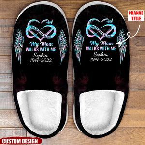 Never Walk Alone My Love Walks With Me - Personalized Custom Fluffy Slippers