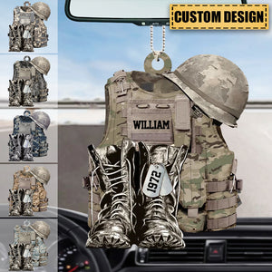 Personalized Military Camo Custom Name Christmas / Car Acrylic Ornament