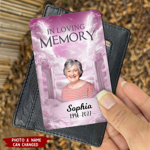 Memorial Upload Photo Heaven Gate Sky, In Loving Memory Memorial Personalized Stainless Wallet Card