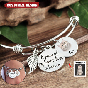 A Piece Of My Heart Lives In Heaven -  Memorial Photo Bracelet