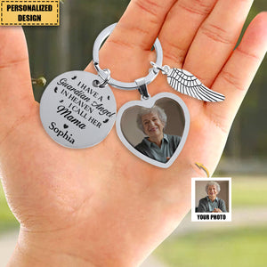 I Have A Guardian Angel In Heaven Memorial Gift-Personalized Photo Keychain