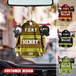 Personalized Acrylic Car Ornament - Gift For Firefighter