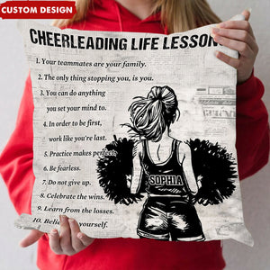 Personalized Cheerleading Life Lessons Girl Pillow-Gift For Cheerleading Lovers