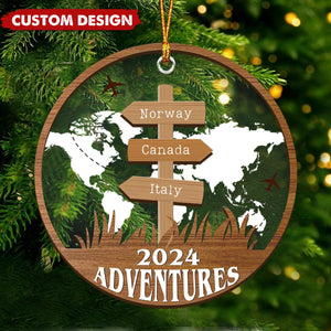 Personalized Travel Adventure Ornament, Custom Traveling Destination - Gift for Travelers - 2024 New Release