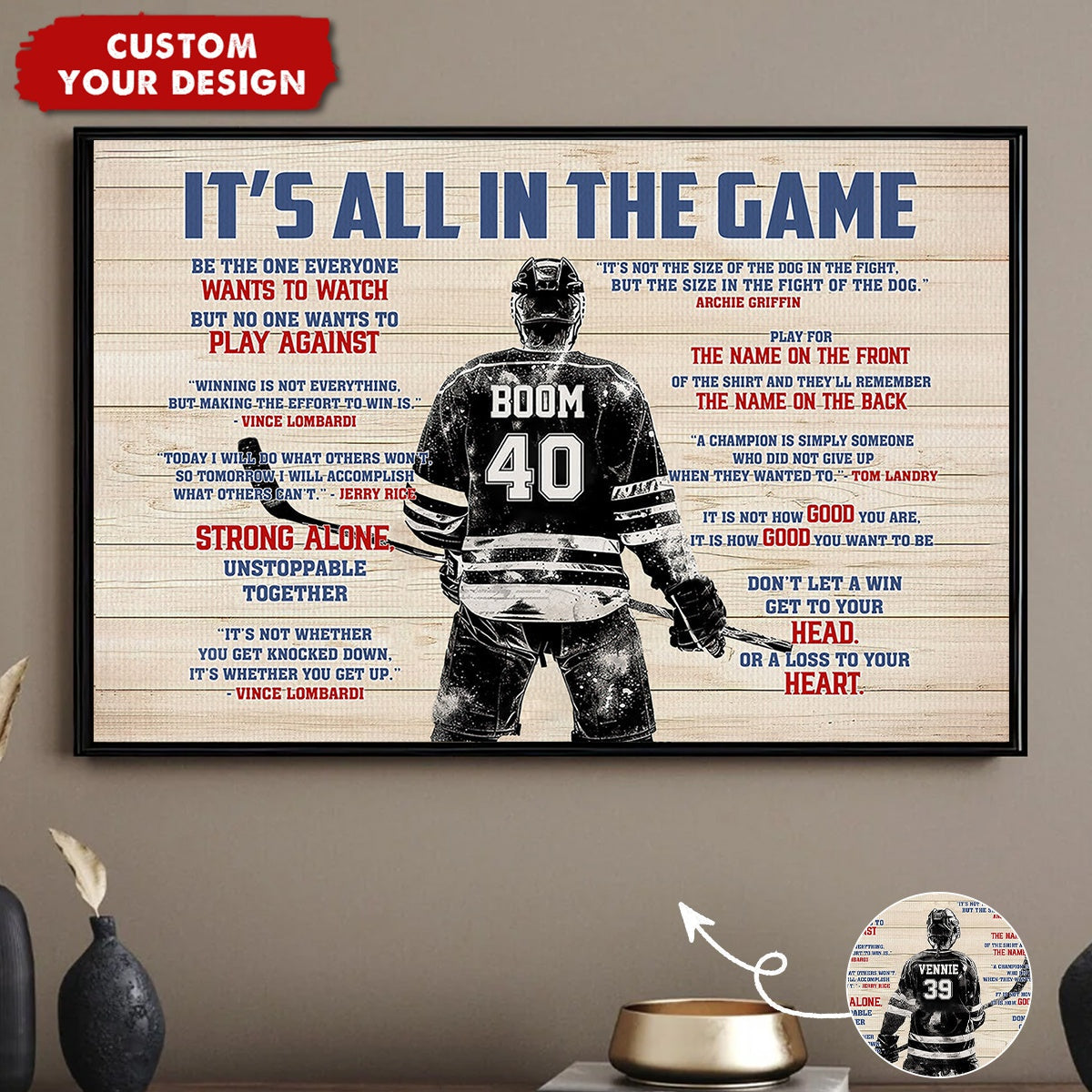 It's All In The Game - Personalized Boy Girl Hockey Poster - Gift For Hockey Lovers