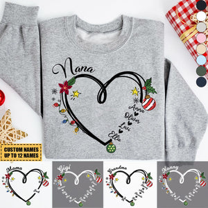 2024 New Release Nana Heart Christmas And Grandkids Sweatshirt